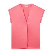 Oltre V-ringad Bi-material T-shirt Pink, Dam