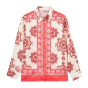 Oltre Satin skjorta med Foulard mönster Multicolor, Dam