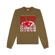 Diesel Grafisk Bomulls Sweatshirt Green, Herr