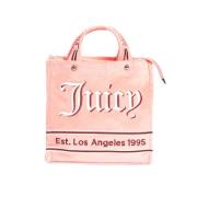 Juicy Couture Sammet Shopper Väska Rosa/Lemonade/Vit Multicolor, Dam