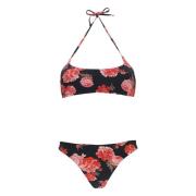 Fisico Svart blommig bikinitopp med snörning Multicolor, Dam