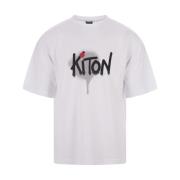 Kiton Vit T-shirt med Graffiti-Style Logo White, Herr