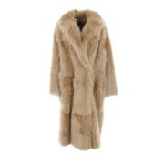 Blancha Beige Shearling Kappa med Krage Beige, Dam