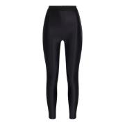 Elisabetta Franchi Svarta blanka Lycra-leggings med logomärkt midjeban...