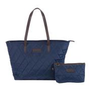 Barbour Quiltad Shopper Väska med Avtagbar Pouch Blue, Dam