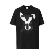 Burberry Bomull Logo Print T-shirt Topp Black, Herr