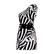 Guess Zebra One-Shoulder Klänning med Bälte Multicolor, Dam