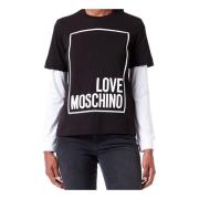 Moschino Logo Overlay Bomull T-shirt Black, Dam