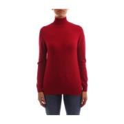 Marella Slim-fit turtleneck i stretchviskos Red, Dam