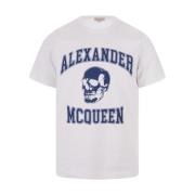 Alexander McQueen Skull Logo Crew-neck T-shirt Vit White, Herr