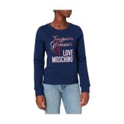 Love Moschino Blått Märke Design Sweatshirt Blue, Dam