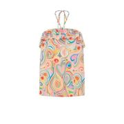 Love Moschino Färgstark Hjärttryck Strapless Topp Multicolor, Dam