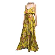 Gaëlle Paris Elegant Satinklänning med Dynamisk Skärning Multicolor, D...