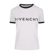 Givenchy Vit Archetype T-shirt med Signaturtryck White, Dam