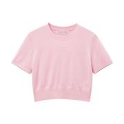 Alexander Wang Rosa Ull Logo T-shirts Polos Pink, Dam