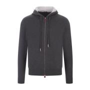 Kiton Grå Bomull Stickad Hel Dragkedja Hoodie Gray, Herr