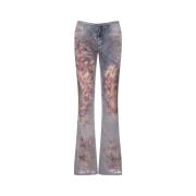 Diesel Blå Bootcut Jeans med Fransade Kanter Multicolor, Dam