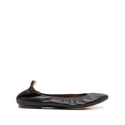 Lanvin Svarta platta skor med rynkad detalj Black, Dam