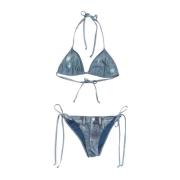 Acne Studios Tryckt Bikini Set Illusion Denim Blue, Dam