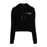 Balmain Svart Bomull Hoodie Tröja Black, Dam