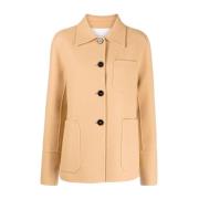 Jil Sander Beige Ulljacka med Knappfästning Beige, Dam