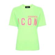 Dsquared2 Ikonisk Neon Grön T-shirt och Polo Green, Dam