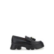 Pollini Svarta Loafers Slip-on Tassel Detalj Black, Dam