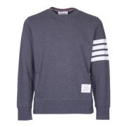 Thom Browne Klassisk Grå Crewneck Sweatshirt med 4-Bar Stripe Detalj G...