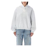 T by Alexander Wang Grå Stickat Hoodie Essential Logo Gray, Dam