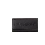 Burberry Svart kornigt läderplånbok med logoprägling Black, Dam