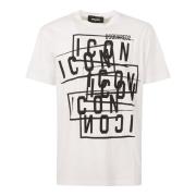 Dsquared2 Icon Stamps Crew Neck T-Shirt White, Herr