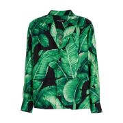 Dolce & Gabbana Bladtryck Sidenskjorta Grön Green, Herr
