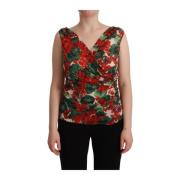 Dolce & Gabbana Elegant Silke Tank Top med V-ringning Multicolor, Dam