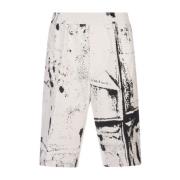 Alexander McQueen Fold Print Bermuda Shorts White Multicolor, Herr