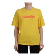 Dsquared2 Gul Logo Print Bomull Crewneck T-shirt Yellow, Dam