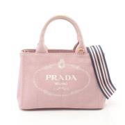 Prada Vintage Pre-owned Canvas totevskor Pink, Dam