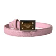 Dolce & Gabbana Rosa Läder Guld Fyrkantigt Metallbälte Pink, Dam