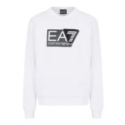 Emporio Armani EA7 Vit Logosweatshirt Vår/Sommar 2024 White, Herr