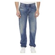 Burberry Blå Faded Straight-Leg Jeans Blue, Herr