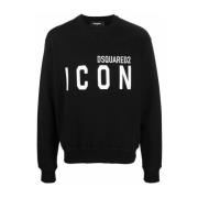 Dsquared2 Svart Icon Logo Crew Neck Sweater Black, Herr