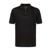 Emporio Armani Svart Bomull Kortärmad Polo med Präglat Logotyp Black, ...