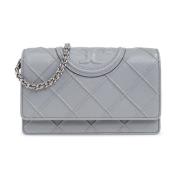 Tory Burch Plånbok på en kedja Fleming Soft Gray, Dam