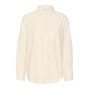 Saint Tropez Pärlemor Oversize Skjortblus Beige, Dam