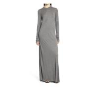 TotêMe Elegant Jerseyklänning med Långa ärmar Gray, Dam