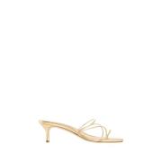 Manolo Blahnik Gulnappa Läder Stilettklack Sandal Yellow, Dam