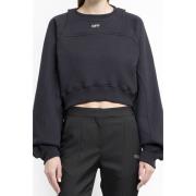 Off White Svart Vit Crop Crewneck Sweatshirt Black, Dam