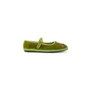 Maliparmi Handgjorda Velvet Babouche-Bijoux Green, Dam