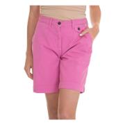 Roy Roger's Gabardine Bermuda Shorts med vida ben Pink, Dam