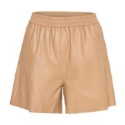 Saint Tropez Falexisz Läder Shorts Kanel Swirl Beige, Dam