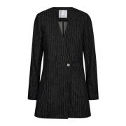 Co'Couture Denim Pin Blazer med Pinstripe Print Black, Dam